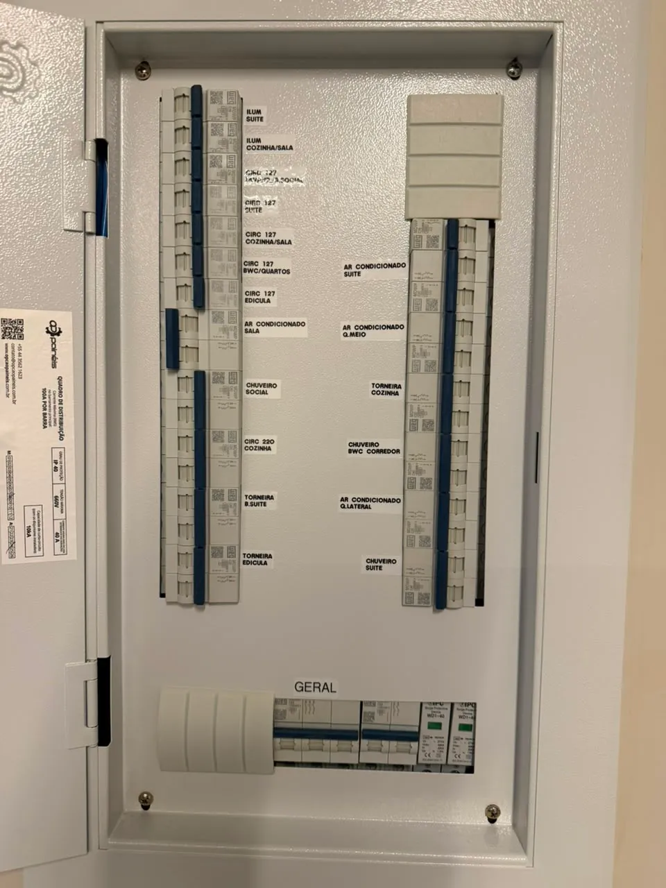 Quadro de distribuição organizado